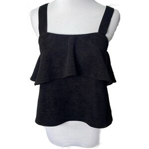 Madewell Black Sleeveless Textured Tiered Top